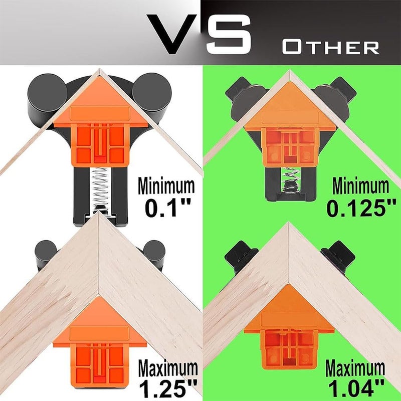 كيلا مشبك زاوية قائم بنابض ومقبض، 4 قطع، أداة مشبك نجارة قابلة للتعديل، أدوات مشبك نجارة متأرجحة - Image 5